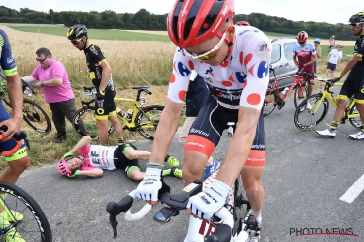 ? Draaiende achterwiel van bolletjestrui in de Tour zorgt voor opschudding