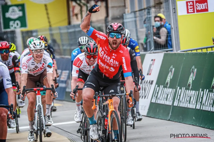 Sonny Colbrelli dolgelukkig met zijn overwinning: "Het is een leuke wedstrijd, want het is te lastig voor de pure sprinters"