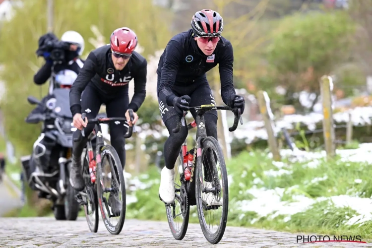 📷 Tadej Pogačar en zijn maats en onder meer ook Lotto-renners verkennen sneeuwachtig Ronde-parcours 