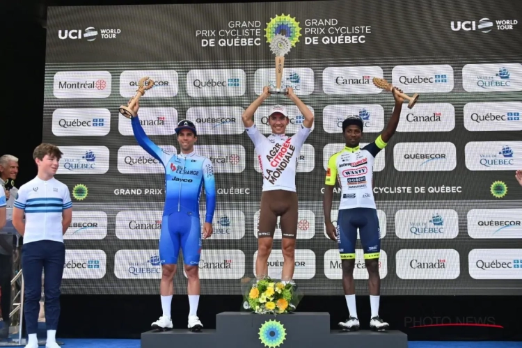 🎥 Reacties van Girmay en de andere podiummannen in Quebec: "Iedereen keek naar Wout van Aert"