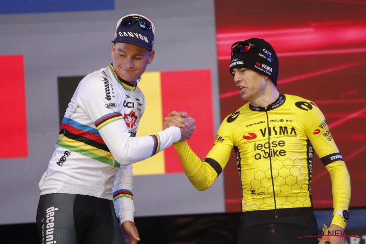 Plots knuffelen Wout van Aert en Mathieu van der Poel elkaar in een kersttrui... of toch niet: AI slaat toe in wielerwereld